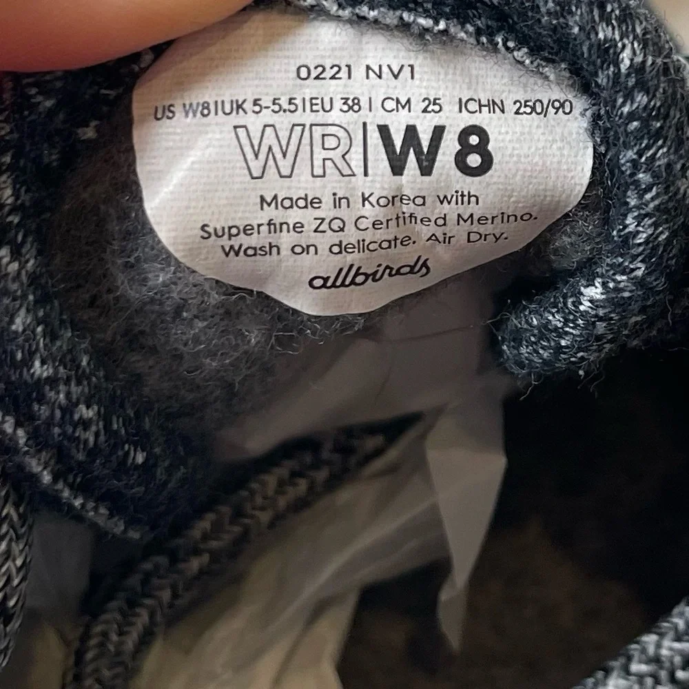 Allbirds Wool Runners Ray Running Shoes Women's 8 Fabric Heather Blue Gray